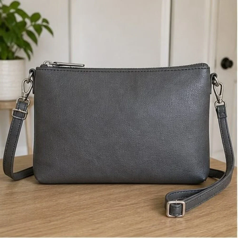 Charcoal Faux Leather Bag